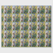 Papier Cadeau West Highland White Terrier Fleurs de printemps (Plat)
