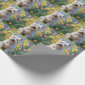 Papier Cadeau West Highland White Terrier Fleurs de printemps (Coin)