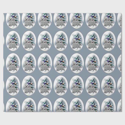 Papier Cadeau West Highland White Terrier Noël (Plat)