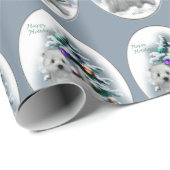 Papier Cadeau West Highland White Terrier Noël (Coin rond)