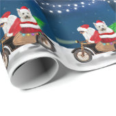 Papier Cadeau West Highland White Terrier Noël Père Noël (Coin rond)