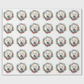 Papier Cadeau West Highland White Terrier Wire de Noël (Plat)