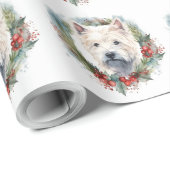 Papier Cadeau West Highland White Terrier Wire de Noël (Coin rond)