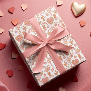 Papier Cadeau Western Cowboy Boot Howdy Cowgirl Pink Noël