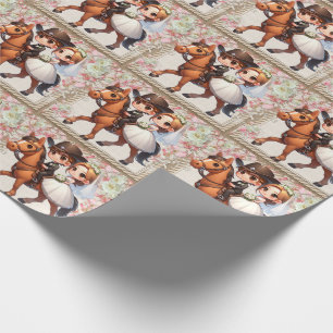 Papier Cadeau Western Cowboy Cowgirl Mariage