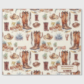 Papier Cadeau Western Cowboy Premier Rodéo Anniversaire (Plat)