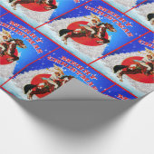 Papier Cadeau Western Cowgirl Horse Winter Scene Joyeux Noël (Coin)