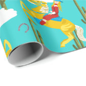 Papier Cadeau Western Cowgirl Retro Patterned (Coin rond)