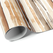 Papier Cadeau Western Cream Brown Stripes Anniversaire (Coin rond)