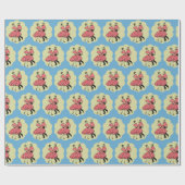 Papier Cadeau Western Dance Couple Carré Dancing Red Outfit (Plat)