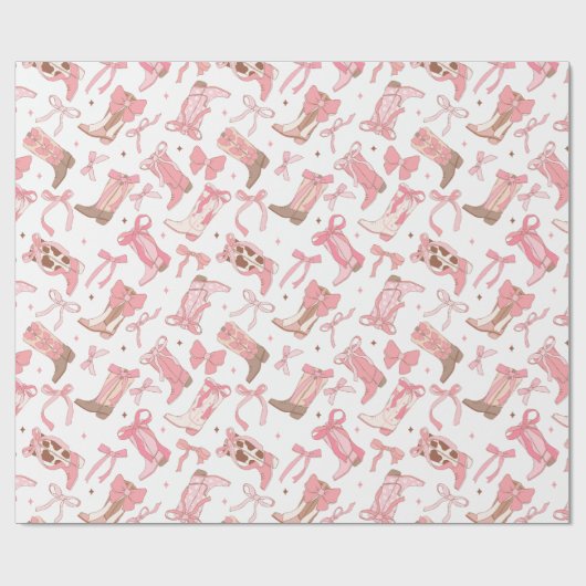 Papier Cadeau Western Pink Rodeo Boots avec rubans Mariage Fête (Plat)