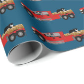 Papier Cadeau Western Ranch Cowboy en camion avec foin et chien (Coin rond)