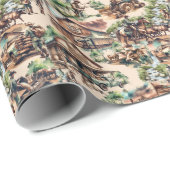 Papier Cadeau Western Ranch ou Country Farm Scène (Coin rond)