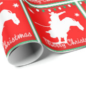 Papier Cadeau Western Rodeo Cowboy Bull Riding Noël (Coin rond)