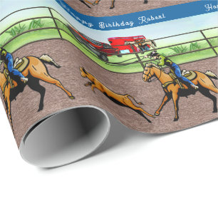 Papier Cadeau Western Rodeo Cowboy Calf Roping Personnalisé