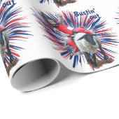 Papier Cadeau Western Rodeo Cowboy Cowgirl Mutton Buston (Coin rond)