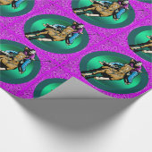 Papier Cadeau Western Rodeo Cowgirl Sur La Course De Baril Cheva (Coin)