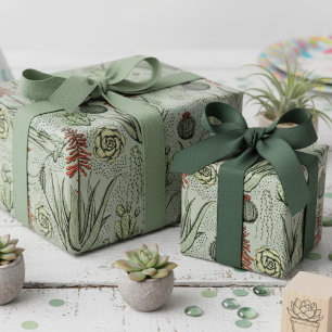 Papier Cadeau Western Sage Green Desert Cactus et Succulents