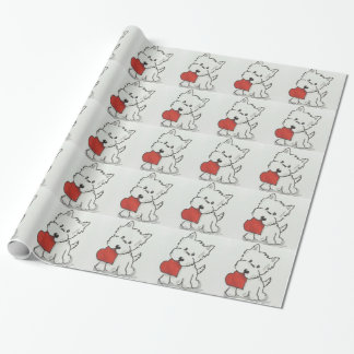 Papier Cadeau Westie avec le coeur