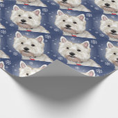 Papier Cadeau Westie BLEU de NOËL (Coin)