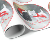 Papier Cadeau Westie Scottie Christmas (Coin rond)