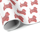 Papier Cadeau Westie Terrier Noël Chien mignonne Silhouette Blan (Coin rond)