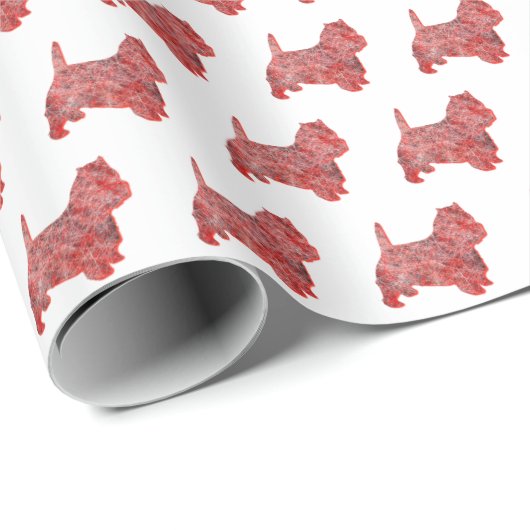 Papier Cadeau Westie Terrier Noël Chien mignonne Silhouette Blan (Coin rond)