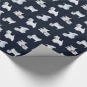 Papier Cadeau Westies empilées sur noir (Coin)