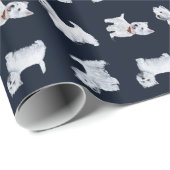 Papier Cadeau Westies empilées sur noir (Coin rond)