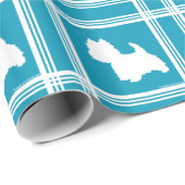 Papier Cadeau Westies turquoise (Coin rond)