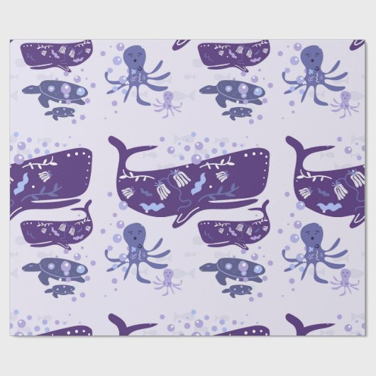 Papier Cadeau Whales, Turtles & Octopus (Plat)