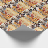 Papier Cadeau Wheaten Terrier À L'Automne Quitte L'Art Thankesgi (Coin)