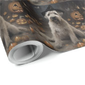 Papier Cadeau Wheaten Terrier Citrouille Halloween effroi (Coin rond)