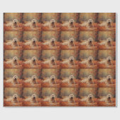 Papier Cadeau Wheaten Terrier dans les feuilles d'automne automn (Plat)