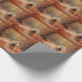Papier Cadeau Wheaten Terrier dans les feuilles d'automne automn (Coin)