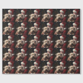 Papier Cadeau Wheaton Terrier Avec Noël Festif Du Père Noël (Plat)