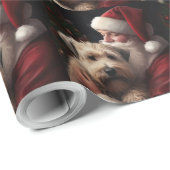 Papier Cadeau Wheaton Terrier Avec Noël Festif Du Père Noël (Coin rond)