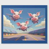 Papier Cadeau When Pigs Fly Funny Winged Pigs Airplanes (Plat)