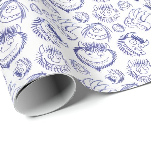 Papier Cadeau Where the Wild Things Are Sketch Pattern (Coin rond)