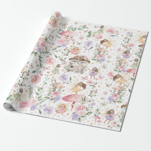 Papier Cadeau Whimsal Floral Fairy Garden Tea Party