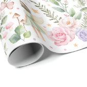 Papier Cadeau Whimsal Floral Fairy Garden Tea Party (Coin rond)