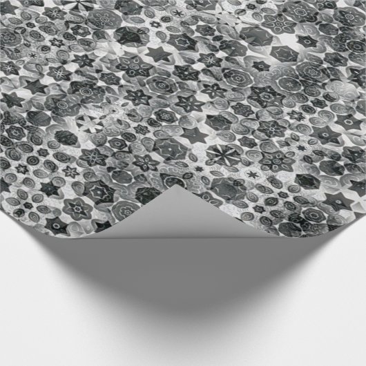 Papier Cadeau Whimsical Black White Snowflake Abstrait Motif (Coin)