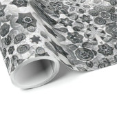 Papier Cadeau Whimsical Black White Snowflake Abstrait Motif (Coin rond)