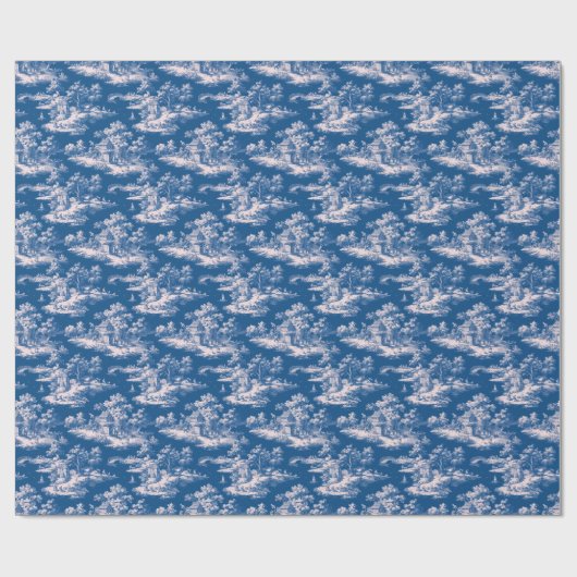 Papier Cadeau Whimsical Blue and White Countryside Scene (Plat)