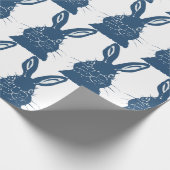 Papier Cadeau Whimsical Blue & White Bunny Rabbit Motif de Pâque (Coin)