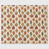 Papier Cadeau Whimsical Boho Multi Color Autumn Leaves (Plat)