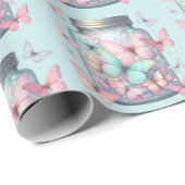Papier Cadeau Whimsical Butterflies in a Jar Pattern (Coin rond)