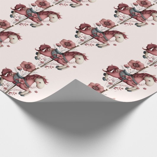Papier Cadeau Whimsical Carousel Horse Image Pattern (Coin)