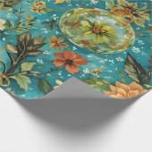 Papier Cadeau Whimsical Christmas Floral Fantasy Pattern – Festi (Coin)