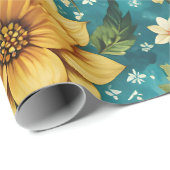 Papier Cadeau Whimsical Christmas Floral Fantasy Pattern – Festi (Coin rond)